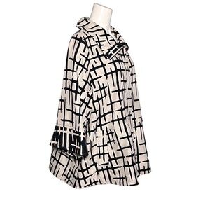 IC Collection by Connie K Beige Black Wide Collar Artsy Topper Jacket Size 2X